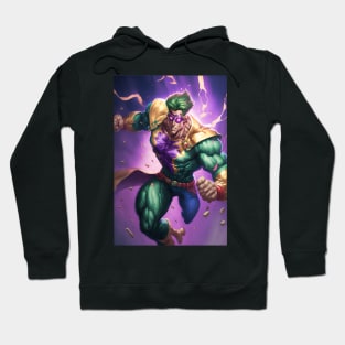 Anime Super Hero Muscular Green Gold Suit with Lightning Hoodie